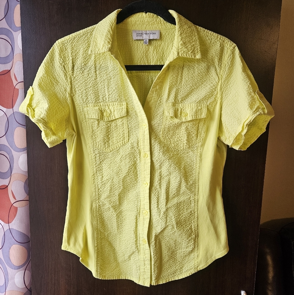 Jones New York Sport Yellow Button-Up Women's Top